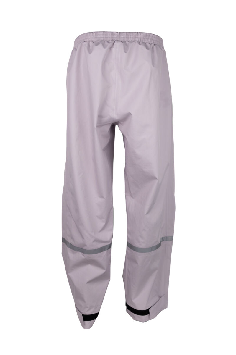 Product afbeelding van grijze premium regenbroek met zichtbaarheid op achterkant